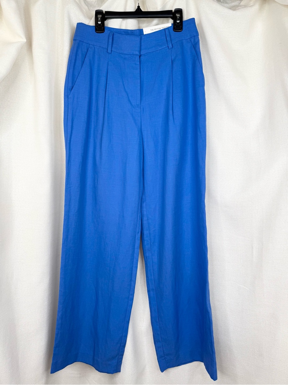 LOFT Peyton Trouser Pants Womens Size 0 Blue Straight Wide Leg Mid Rise Pockets